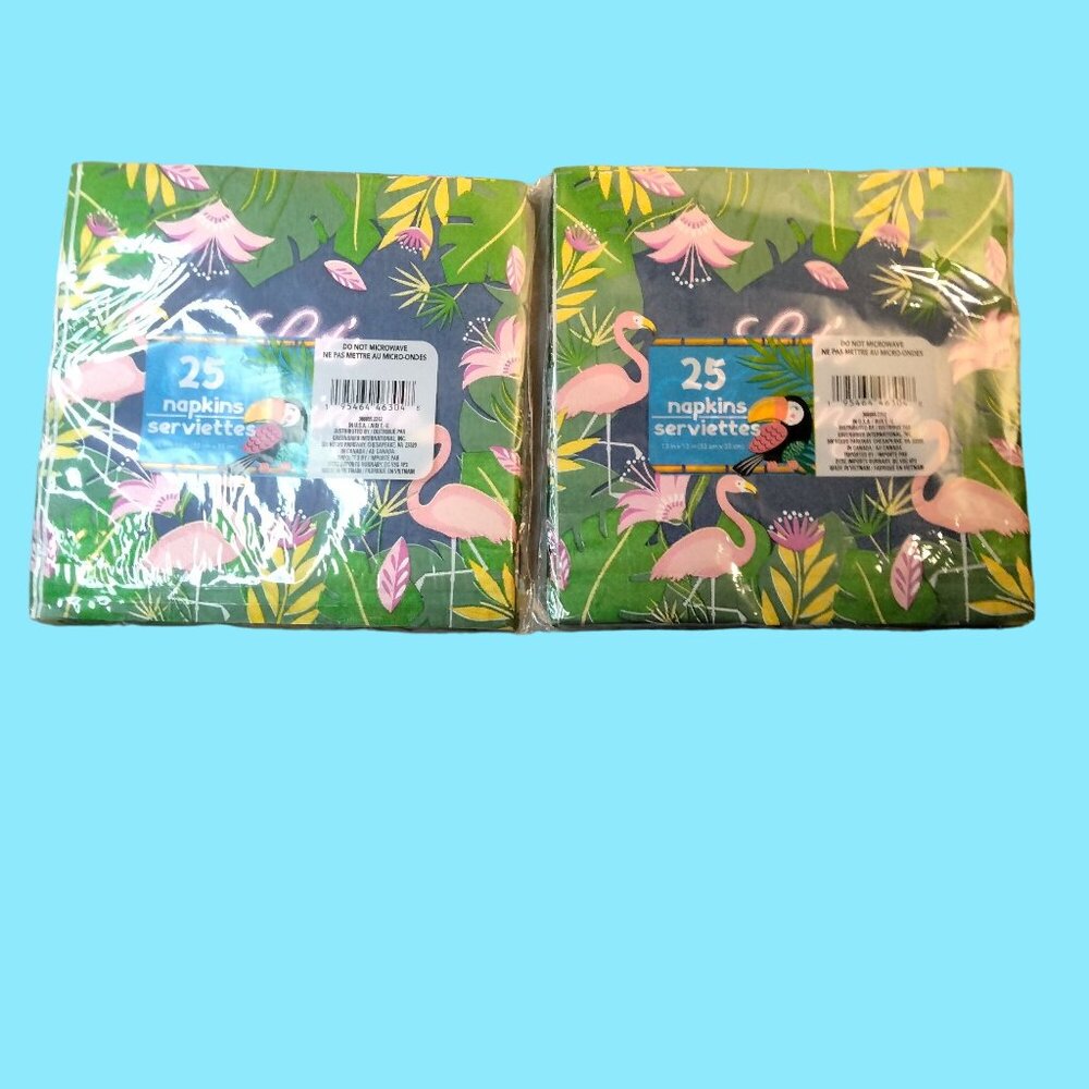 Pink Flamingo Paper Napkins Lets Flamingle 2 Packs 25 Beach Party Beachy Coastal - Picture 4 of 5